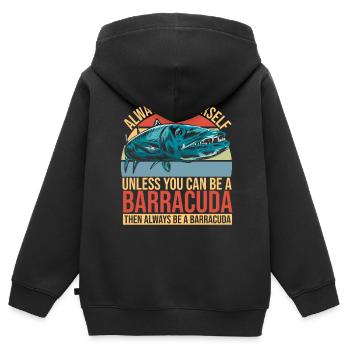 Cadeau pour les amateurs de poissons Barracuda - Sweat Premium à capuche zippé enfant bio - noir - Dos - AI Model Kid Male (0cm)