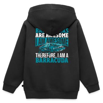 Cadeau pour les amateurs de poissons Barracuda - Sweat Premium à capuche zippé enfant bio - noir - Dos - AI Model Kid Male (0cm)