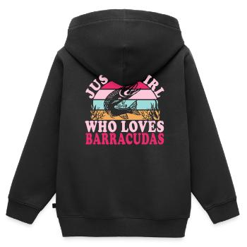 Cadeau pour les amateurs de poissons Barracuda - Sweat Premium à capuche zippé enfant bio - noir - Dos - AI Model Kid Male (0cm)