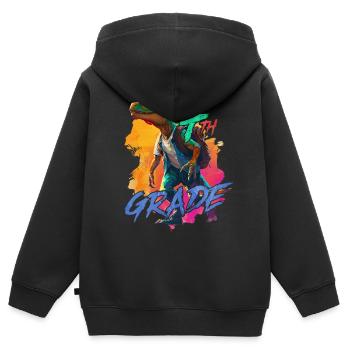 Dino Schulranzen 4. Klasse Grundschule Junge - Kinder Premium Organic Zip Hoodie - Schwarz - Hinten - AI Model Kid Male (0cm)