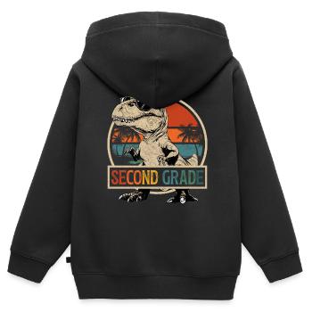 2nd Class Dinosaur T-Rex Sunglasses Dino - Kids Premium Organic Zip-up Hoodie - black - Back - AI Model Kid Male (0cm)