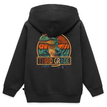 3rd Class T-Rex Dinosaur Sunglasses Dino - Kids Premium Organic Zip-up Hoodie - black - Back - AI Model Kid Male (0cm)
