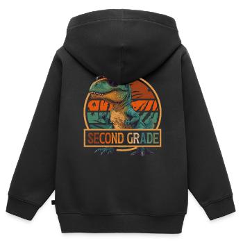 2nd Class T-Rex Dinosaur Sunglasses Dino - Kids Premium Organic Zip-up Hoodie - black - Back - AI Model Kid Male (0cm)