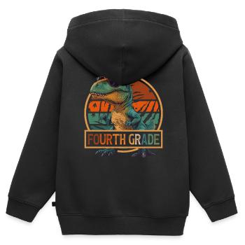 4ème Grade T-Rex Dinosaure Lunettes De Soleil Dino - Sweat Premium à capuche zippé enfant bio - noir - Dos - AI Model Kid Male (0cm)