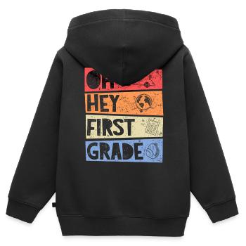 Oh Hey 1. Klasse Retro Einschulung Mädchen Junge - Kinder Premium Organic Zip Hoodie - Schwarz - Hinten - AI Model Kid Male (0cm)