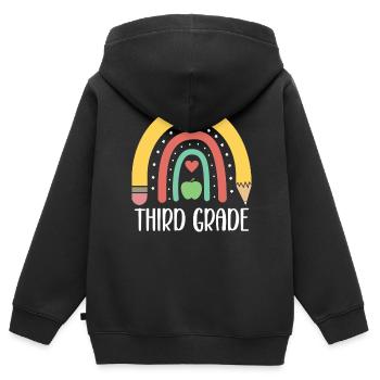 3e année Rainbow Pencil School École élémentaire - Sweat Premium à capuche zippé enfant bio - noir - Dos - AI Model Kid Male (0cm)