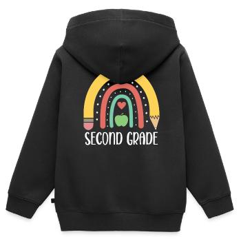 2e année Rainbow Pencil School École élémentaire - Sweat Premium à capuche zippé enfant bio - noir - Dos - AI Model Kid Male (0cm)