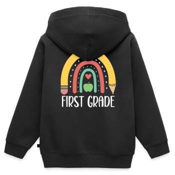 1ère année Rainbow Pencil School École élémentaire - Sweat Premium à capuche zippé enfant bio - noir - Dos - AI Model Kid Male (0cm)