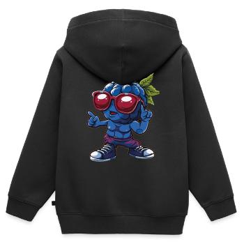 Blaubeeren - Kinder Premium Organic Zip Hoodie - Schwarz - Hinten - AI Model Kid Male (0cm)