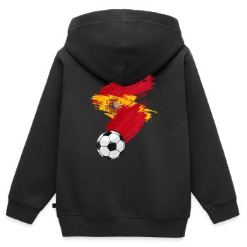 Drapeau de football de l’Espagne - Sweat Premium à capuche zippé enfant bio - noir - Dos - AI Model Kid Male (0cm)