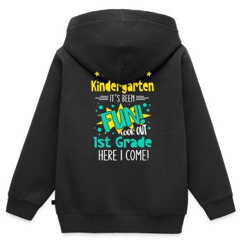 1. Klasse Einschulung Lustiger Spruch Junge Schule - Kinder Premium Organic Zip Hoodie - Schwarz - Hinten - AI Model Kid Male (0cm)