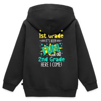 2nd Grade Elementary School Funny Saying Young School - Kids Premium Organic Zip-up Hoodie - black - Back - AI Model Kid Male (0cm)