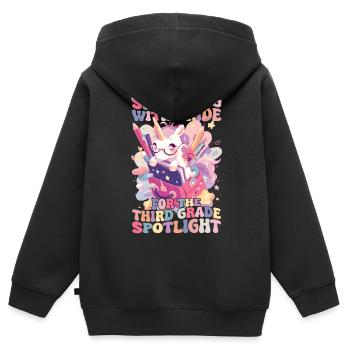 Sparkling With Pride 3rd Grade Unicorn Girl - Kids Premium Organic Zip-up Hoodie - black - Back - AI Model Kid Male (0cm)