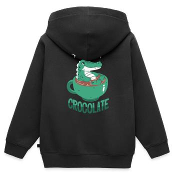Crocodile au cacao - Sweat Premium à capuche zippé enfant bio - noir - Dos - AI Model Kid Male (0cm)