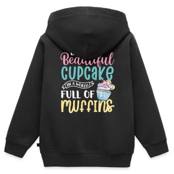 Cupcake - Sweat Premium à capuche zippé enfant bio - noir - Dos - AI Model Kid Male (0cm)