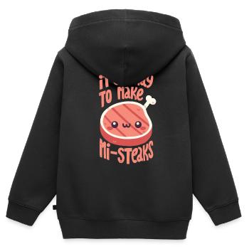 Steak Wortwitz - Kinder Premium Organic Zip Hoodie - Schwarz - Hinten - AI Model Kid Male (0cm)