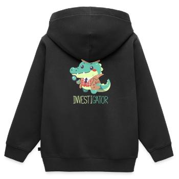 Alligator - Detective - Investigator - Crocodile - Kids Premium Organic Zip-up Hoodie - black - Back - AI Model Kid Male (0cm)