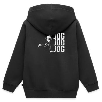 Jogging Joggen - Kinder Premium Organic Zip Hoodie - Schwarz - Hinten - AI Model Kid Male (0cm)
