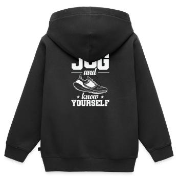 Jogging et jogging pour se connaître soi-même - Sweat Premium à capuche zippé enfant bio - noir - Dos - AI Model Kid Male (0cm)