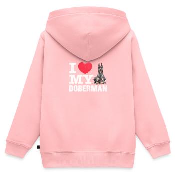 Doberman - Sweat Premium à capuche zippé enfant bio - rose - Dos - AI Model Kid Female (0cm)