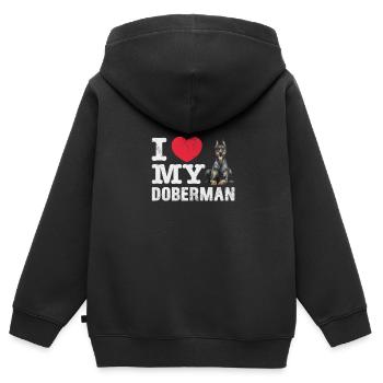Dobermann - Kinder Premium Organic Zip Hoodie - Schwarz - Hinten - AI Model Kid Male (0cm)