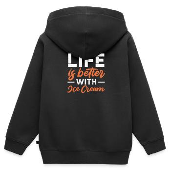 Eiscreme - Kinder Premium Organic Zip Hoodie - Schwarz - Hinten - AI Model Kid Male (0cm)