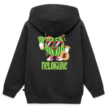 Melon Millionnaire - Sweat Premium à capuche zippé enfant bio - noir - Dos - AI Model Kid Male (0cm)
