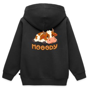 Vache de mauvaise humeur - Sweat Premium à capuche zippé enfant bio - noir - Dos - AI Model Kid Male (0cm)