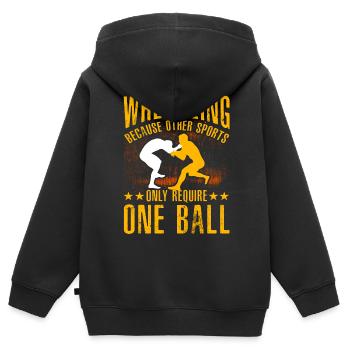 Wrestling because other sport require only one - Kids Premium Organic Zip-up Hoodie - black - Back - AI Model Kid Male (0cm)