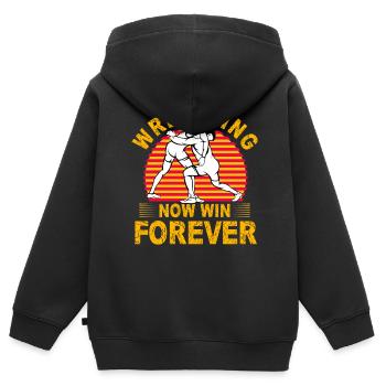 Wrestling Now win forever - Kids Premium Organic Zip-up Hoodie - black - Back - AI Model Kid Male (0cm)