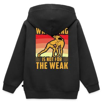 Wrestling ist nichts für Schwache - Kinder Premium Organic Zip Hoodie - Schwarz - Hinten - AI Model Kid Male (0cm)