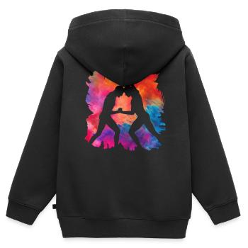 Lutte - Sweat Premium à capuche zippé enfant bio - noir - Dos - AI Model Kid Male (0cm)