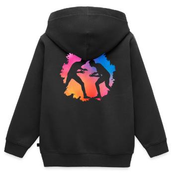Lutte - Sweat Premium à capuche zippé enfant bio - noir - Dos - AI Model Kid Male (0cm)