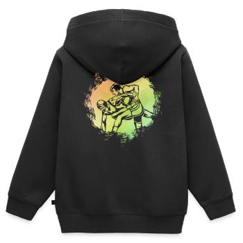 Wrestling - Kids Premium Organic Zip-up Hoodie - black - Back - AI Model Kid Male (0cm)