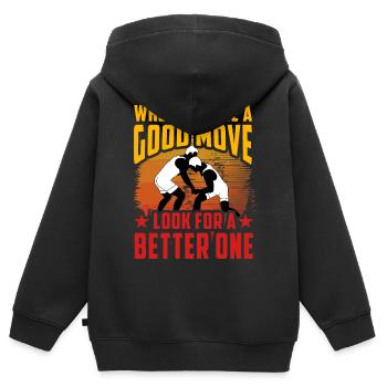 When you see a good move look for a better one - Kids Premium Organic Zip-up Hoodie - black - Back - AI Model Kid Male (0cm)