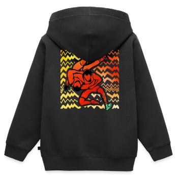 Lutte - Sweat Premium à capuche zippé enfant bio - noir - Dos - AI Model Kid Male (0cm)
