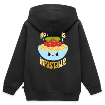 Pasta Wortwitz - Kinder Premium Organic Zip Hoodie - Schwarz - Hinten - AI Model Kid Male (0cm)