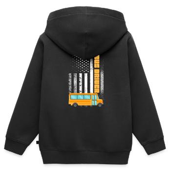 Chauffeur de bus Chauffeur de bus Bus Schuhlbus cadeau - Sweat Premium à capuche zippé enfant bio - noir - Dos - AI Model Kid Male (0cm)