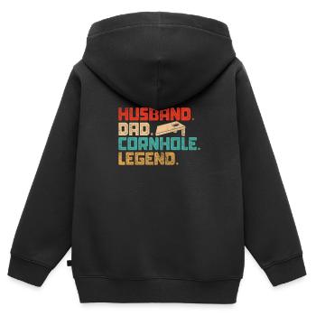 Cornhole - Kinder Premium Organic Zip Hoodie - Schwarz - Hinten - AI Model Kid Male (0cm)