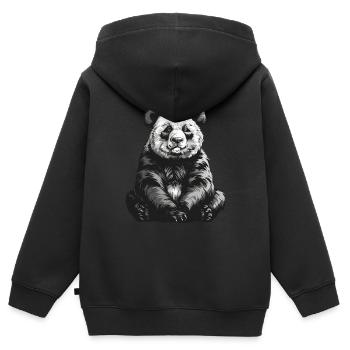 Panda Ours Panda géant japonais - Sweat Premium à capuche zippé enfant bio - noir - Dos - AI Model Kid Male (0cm)