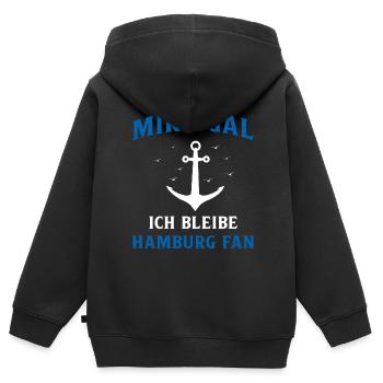 Hambourg Ville hanséatique Allemagne du Nord Bas-allemand - Sweat Premium à capuche zippé enfant bio - noir - Dos - AI Model Kid Male (0cm)