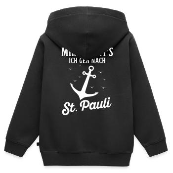 Hambourg Ville hanséatique Allemagne du Nord Bas-allemand - Sweat Premium à capuche zippé enfant bio - noir - Dos - AI Model Kid Male (0cm)