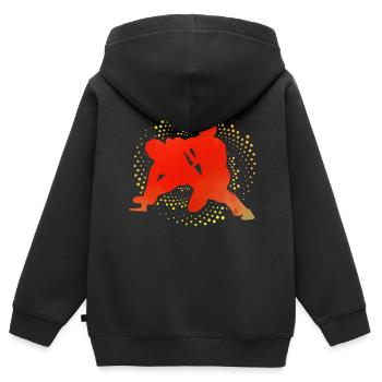 Lutte - Sweat Premium à capuche zippé enfant bio - noir - Dos - AI Model Kid Male (0cm)