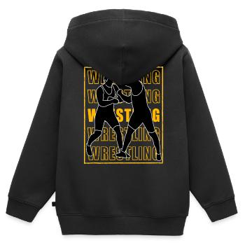Lutte - Sweat Premium à capuche zippé enfant bio - noir - Dos - AI Model Kid Male (0cm)
