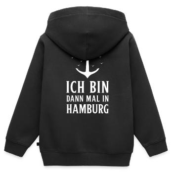 Hambourg Ville hanséatique Allemagne du Nord Bas-allemand - Sweat Premium à capuche zippé enfant bio - noir - Dos - AI Model Kid Male (0cm)