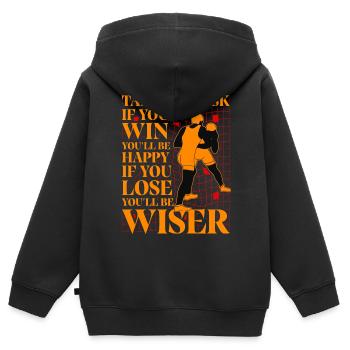 Lutte - Sweat Premium à capuche zippé enfant bio - noir - Dos - AI Model Kid Male (0cm)