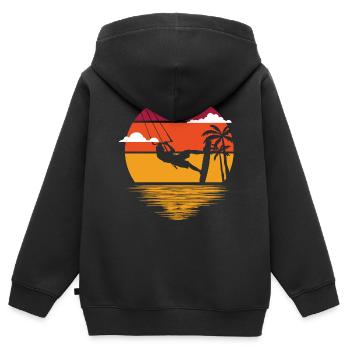 Kitesurfing - Kinder Premium Organic Zip Hoodie - Schwarz - Hinten - AI Model Kid Male (0cm)