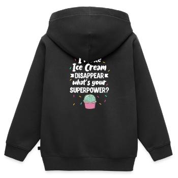 Eiscreme Eis Eiskrem Ice Cream Sommer Geschenk - Kinder Premium Organic Zip Hoodie - Schwarz - Hinten - AI Model Kid Male (0cm)