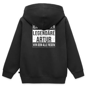 Ich bin dieser legendäre für Artur - Kinder Premium Organic Zip Hoodie - Schwarz - Hinten - AI Model Kid Male (0cm)