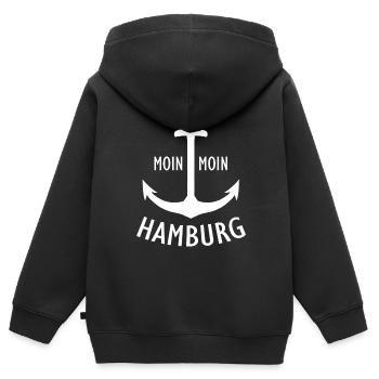 Hambourg Tshirt cadeau Moin Hamburch Football - Sweat Premium à capuche zippé enfant bio - noir - Dos - AI Model Kid Male (0cm)